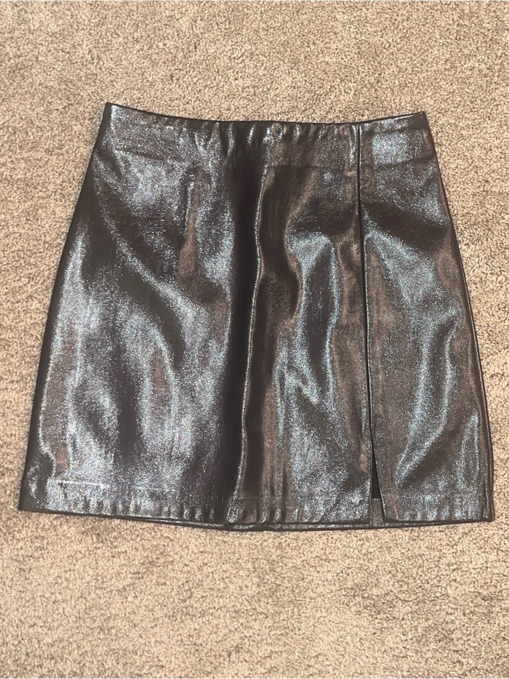 Dark Brown Faux Leather Mini Skirt